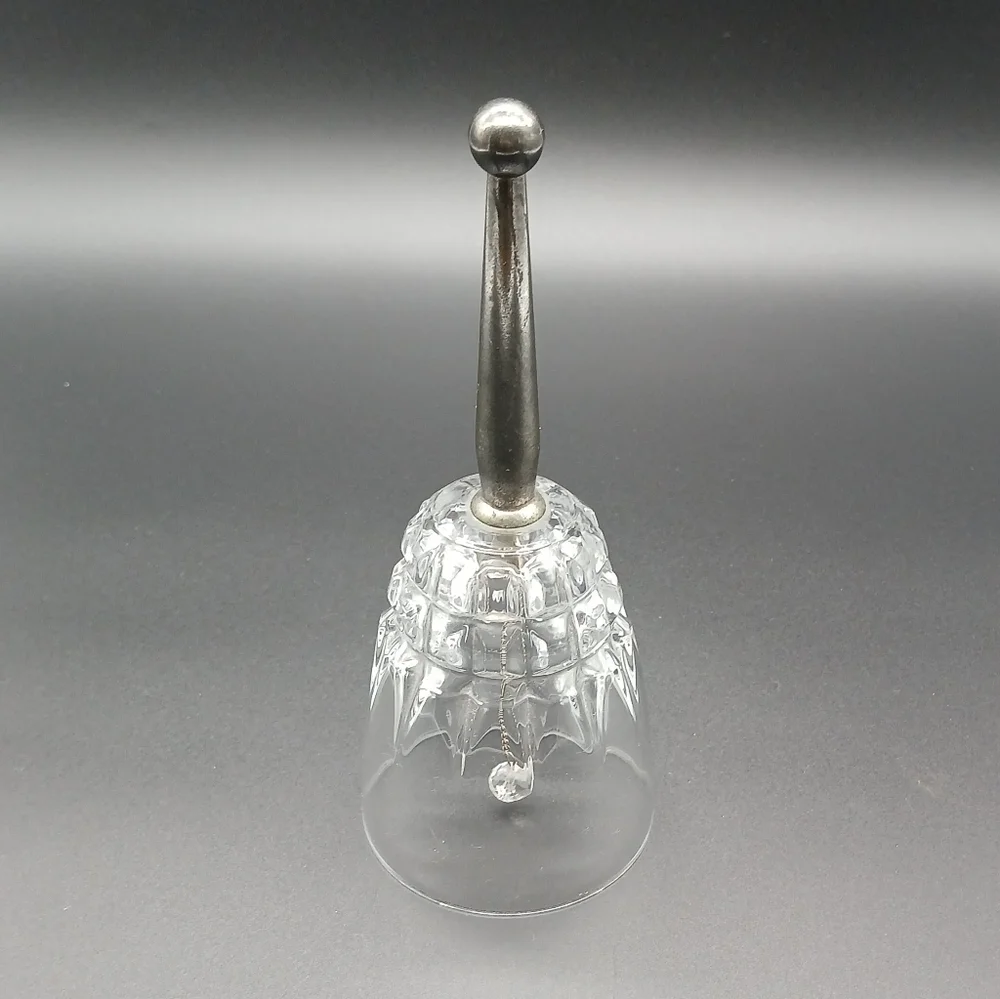 Princess House Lead Crystal Hand Bell Silverplate Handle Made in France​​​